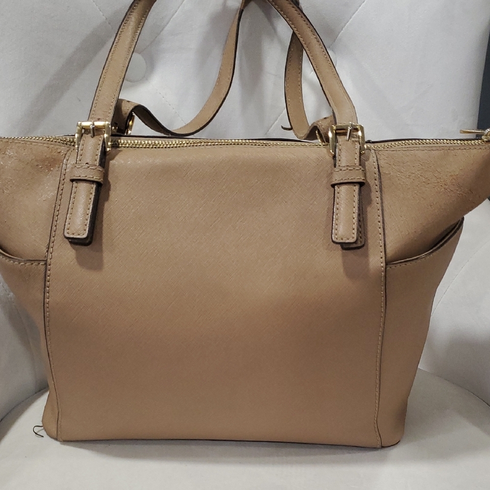 Michael Kors Tan Leather Tote with Signature Charm - Picture 10 of 12